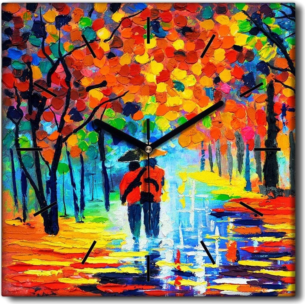 Coloray Uhr auf Leinwand 30x30 cm Wand Uhr Dekoration Wohnzimmer Segeltuch schwarze Hände -Straßenkunst Art.