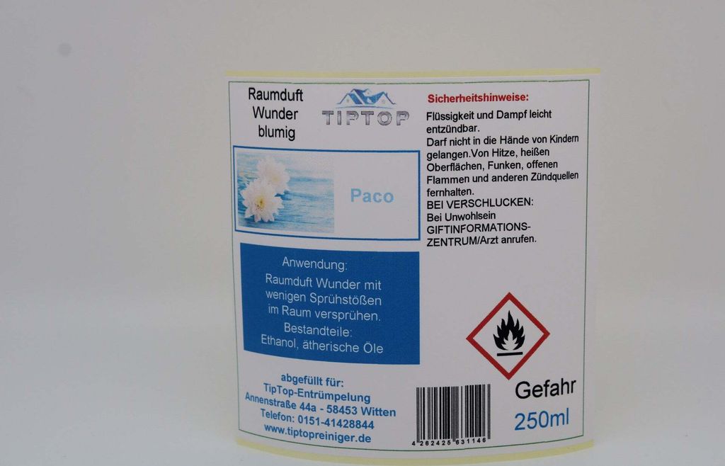Raumduft-Wunder - 250ml - blumig - mehrere Duftnoten zur Auswahl – Paco