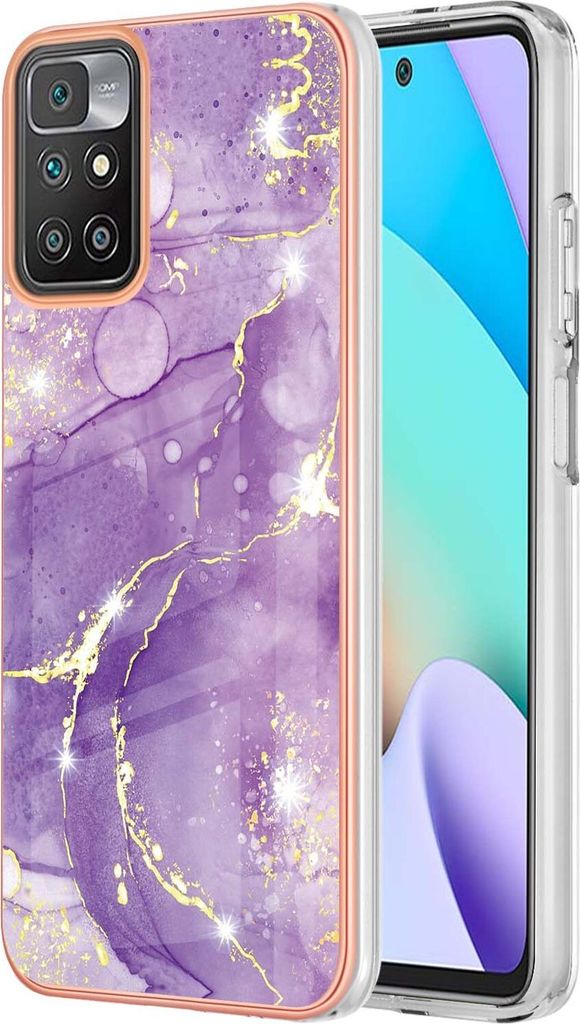 Redmi 10 Case, WindCase Marble Pattern Hybrid Hard Back Weich TPU Bumper Protective Case Cover for Xiaomi Redmi 10 Lila
