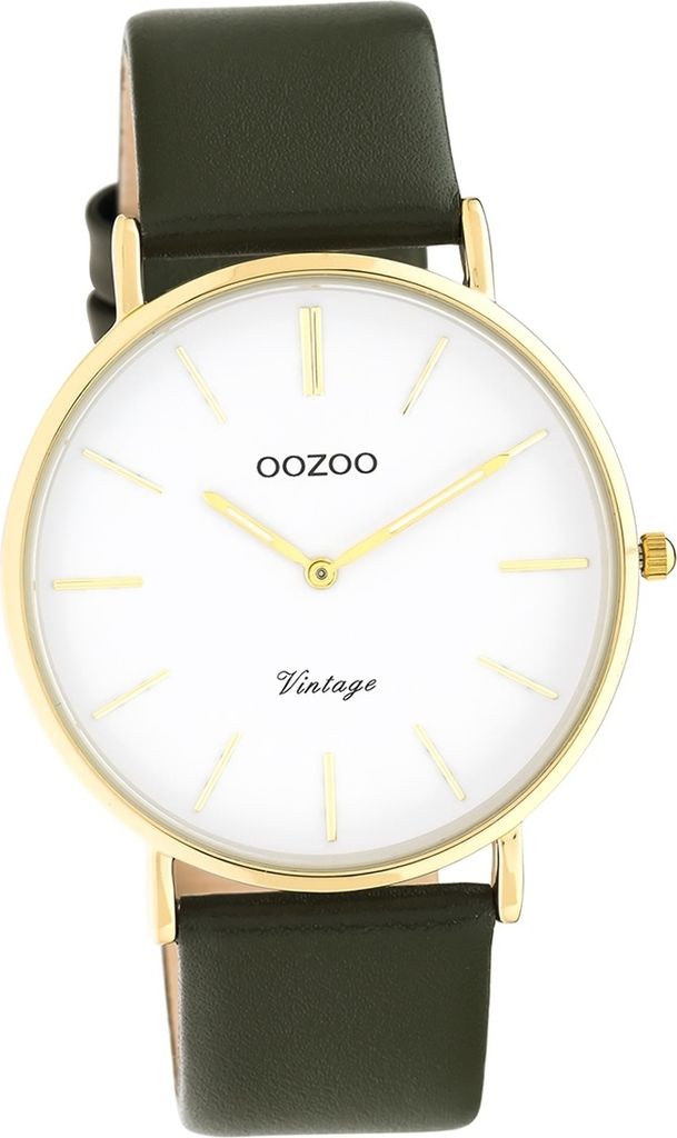 Oozoo Leder Damen Uhr C20226 Analog Quarzuhr Armband olivgrün Vintage Series D2UOC20226