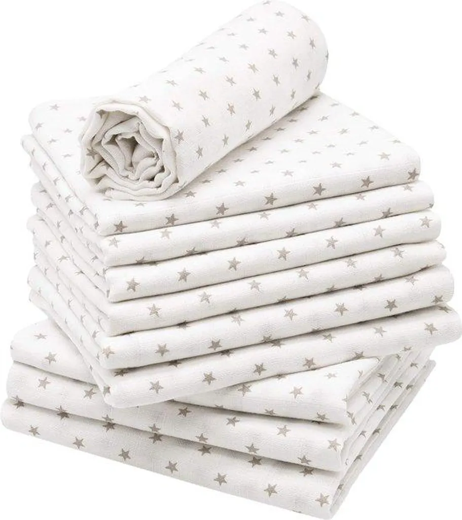 Lot de chiffons de nettoyage blancs étoiles grises 80x80 cm coton bio