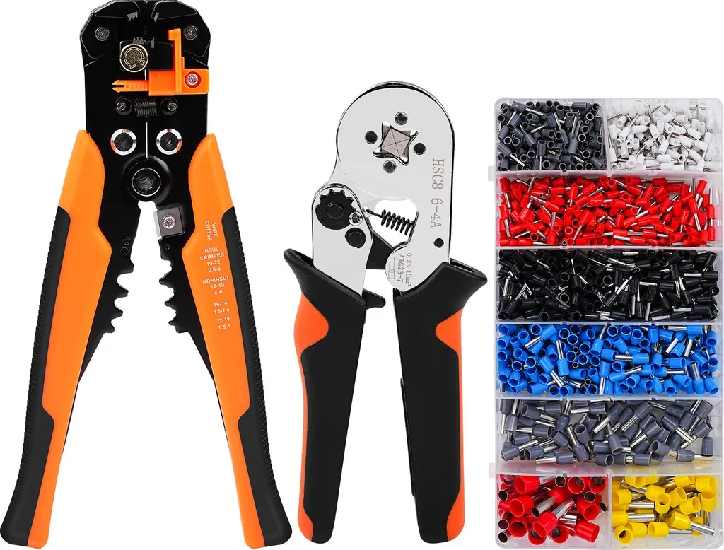 Set pince à sertir multifonctionnelle et 1200 embouts de câblage PVC