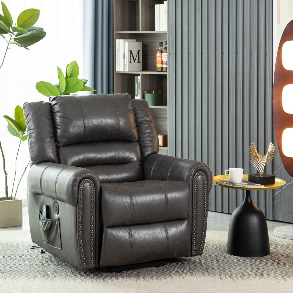 TV-Sessel Elektrischer mit Aufstehhilfe, Massagesessel mit Liegefunktion, 2 Seitentaschen, Massagefunktion, Heizfunktion, Fernbedienung sessel wohnzim