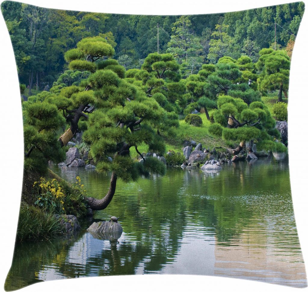 ABAKUHAUS Natur Kissenbezug, Fluss-Landschaftsbäume, Waschbar mit Reißverschluss Kissenhülle mit Farbfesten Klaren Farben Beidseitiger Druck, 40...