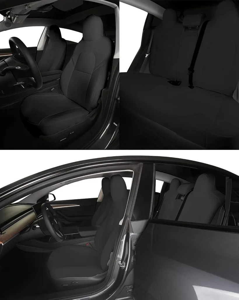 Coprisedili Tesla Model 3 2017-2023 - Pelle Nappa Nera Su Misura