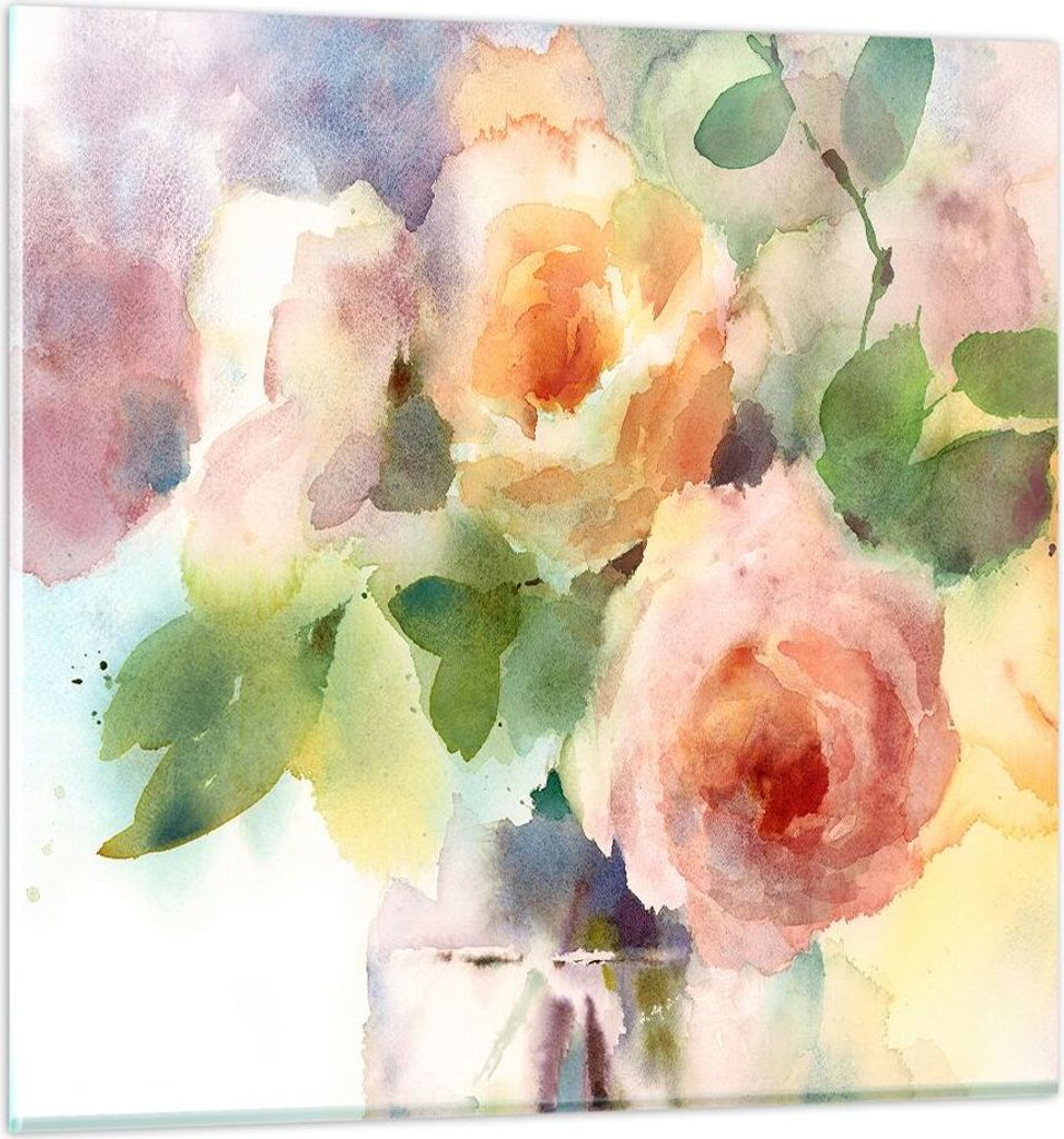 Bilder auf glas - Rose Blume Garten - 30x30cm - Glasbilder - Wandbilder - Kunstdruck - zum Aufhängen bereit - Wanddekoration aus Glas - Glas Bilde...