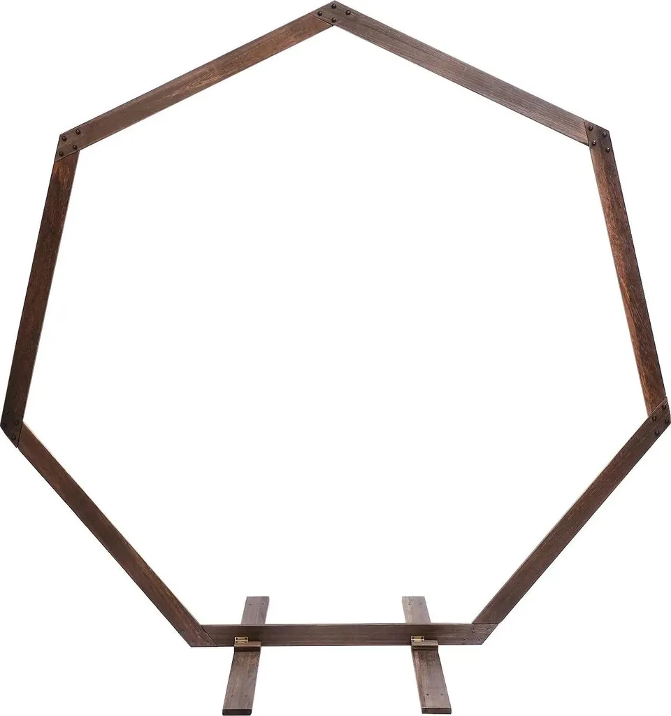 Arche de mariage en bois marron - Support stable pour ballons et fleurs
