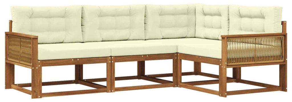 vidaXL Outdoor-Sofagarnitur mit Kissen 4 pcs Natur und Creme