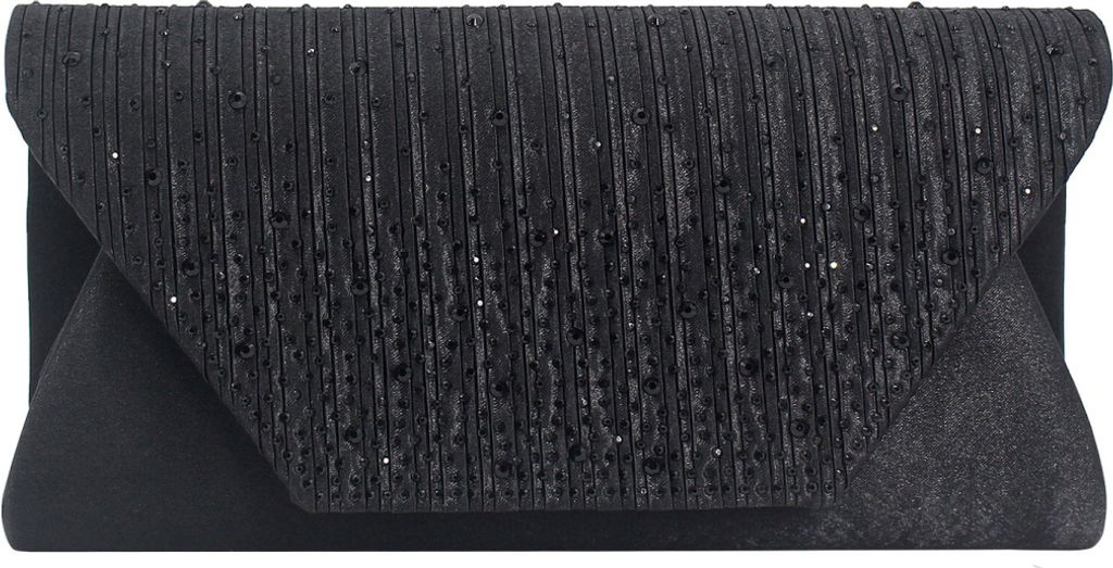 Damen Clutch Abendtasche Unterarmtasche Umhängetasche mit Strass-Steinen und Abnehmbarer Kette