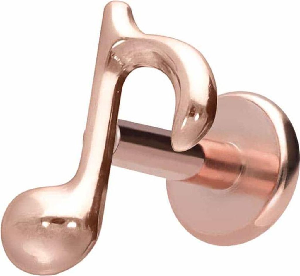 Ohrpiercing, Nasenpiercing Titan Labret mit Innengewinde ACHTELNOTE RoséGold Stablänge: 10mm | Stabstärke: 1,2mm