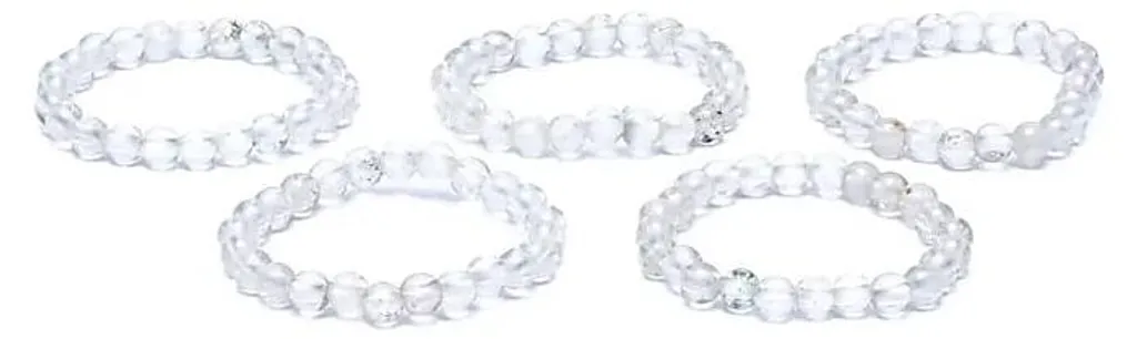 Bague Élastique en Quartz Clair 3mm pour Stacking - Pack de 5 Unités