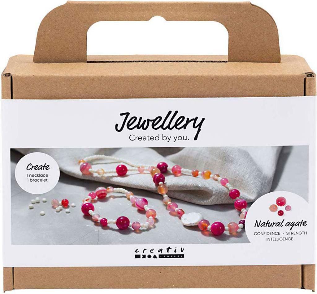 Creativ Company Mini-Hobby-Set Schmuck, Halskette und Armband, rosa, 1 Box