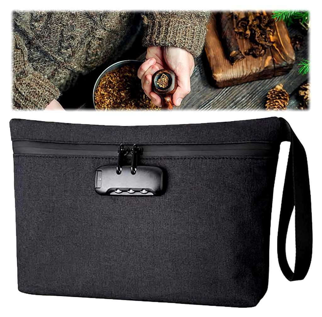 Geruchsdichte Taschen mit Kombinationsschloss, Carbon-Futter Geldtasche, für Männer und Frauen, tragbarer Griff für Bargeld, Reisen, Bankeinzahl...