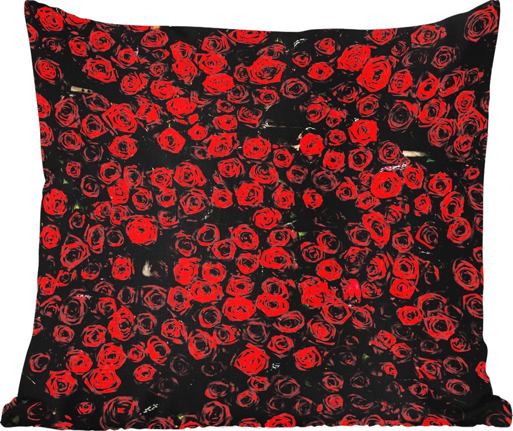 MuchoWow Outdoor Kissen - Blumen - Rosen - Rot - 45x45 cm - Wetterfest - Lounge Kissen - Fotokissen - Dekoratives Kissen