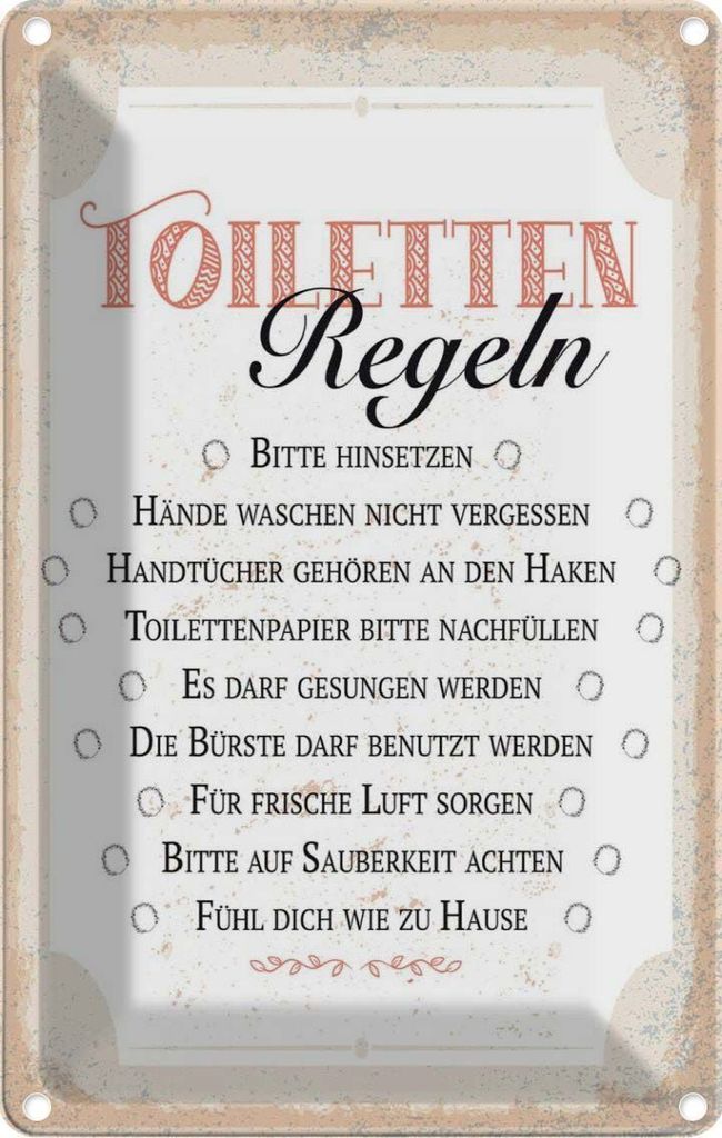 vianmo Blechschild 18x12 cm Toiletten Regeln bitte hinsetzen Spruch Zitat