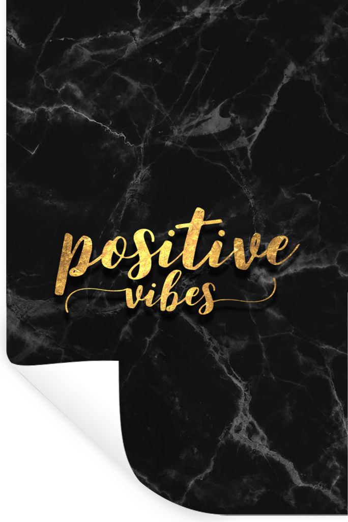 MuchoWow Wandtattoo Wandsticker Wandaufkleber Zitat - Positiv - Gold - Marmor 20x30 cm Selbstklebend und Repositionierbar - Sticker - Dekorfolie