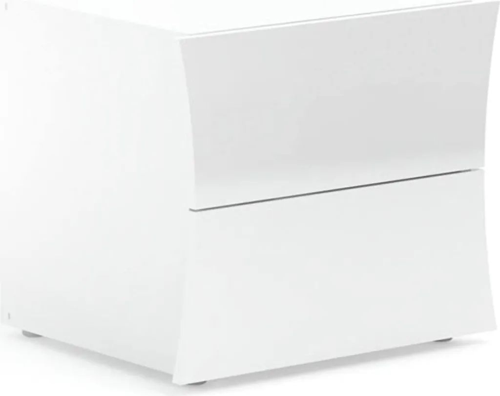 Table de chevet blanc brillant Aku meuble de rangement 2 tiroirs design