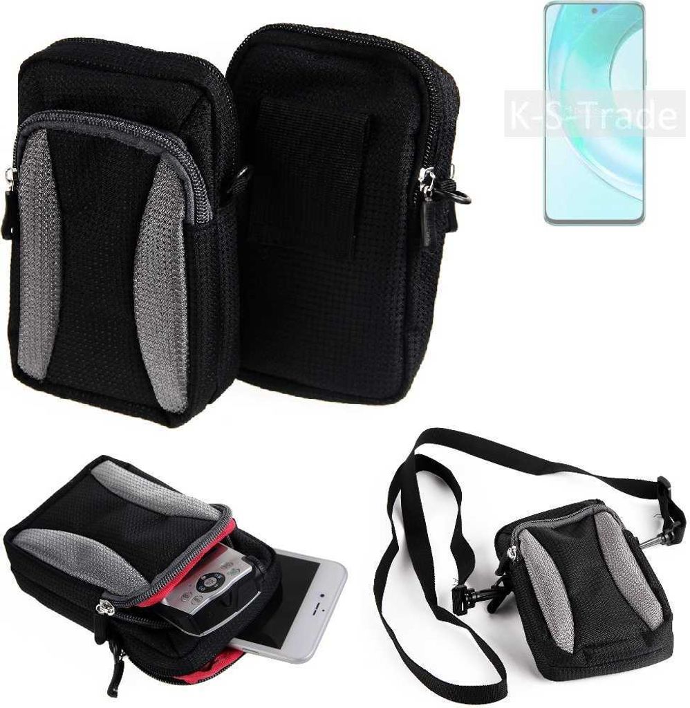 K-S-Trade Holster Schutz Hülle kompatibel mit Wiko T50 Handy Hülle Gürteltasche Umhängetasche mit Zusatzfach schwarz