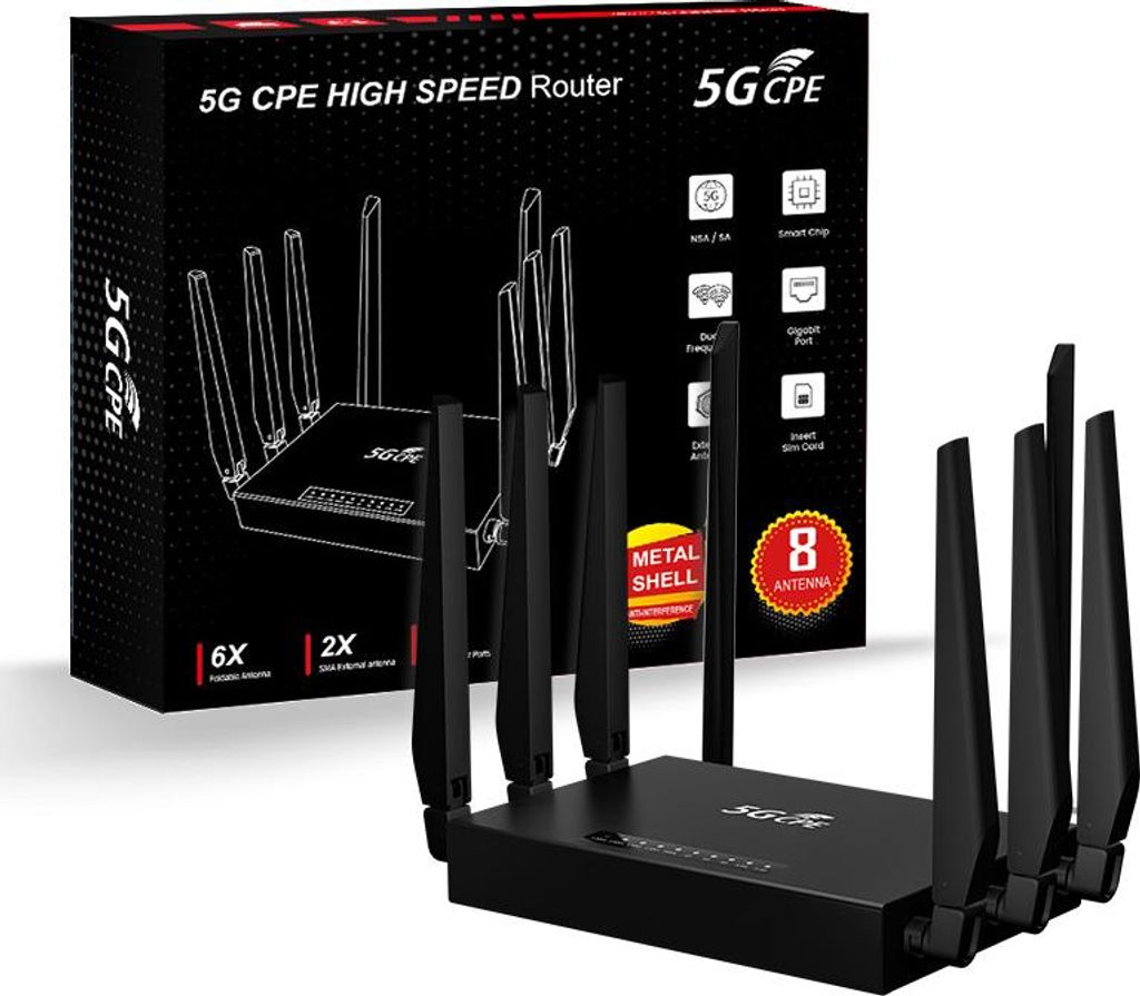 ZELURXX 5G 8 anténní WiFi router SIM karta Gigabit LTE-FDD Obrázek produktu 