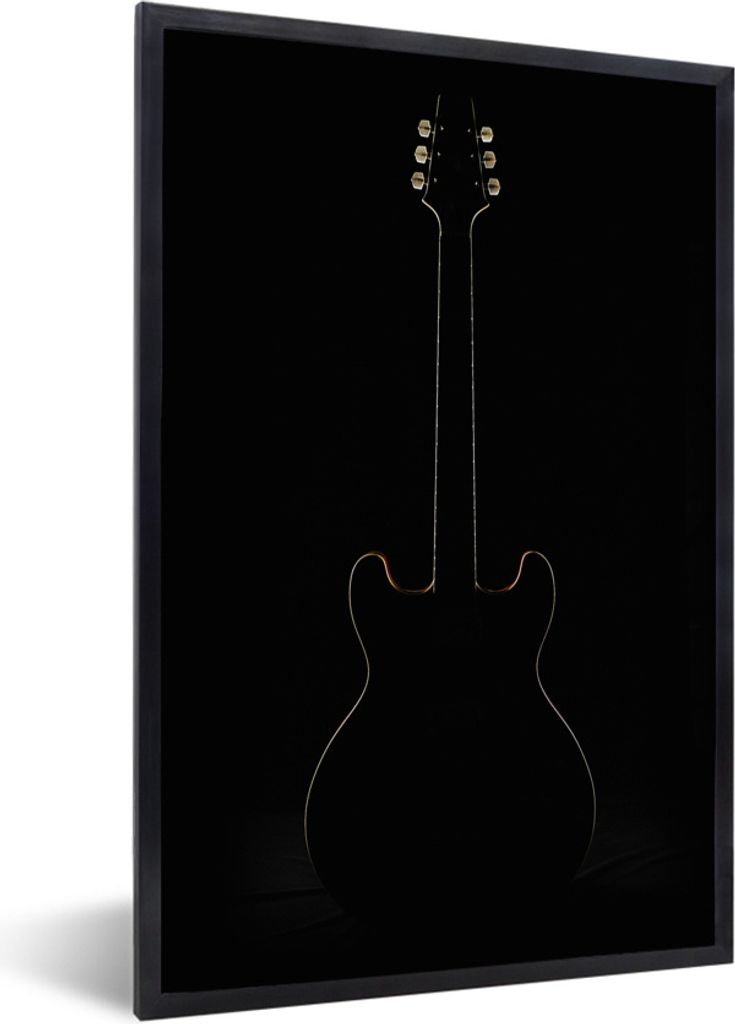 MuchoWow Gerahmtes Poster Eine E-Gitarre verschwindet im Hintergrund 40x60 cm - Poster mit Schwarzem Bilderrahmen Wandposter Rahmen Foto Bilder -...