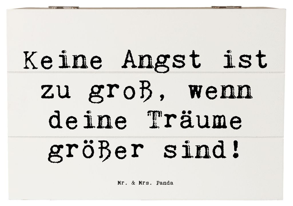 Mr. & Mrs. Panda Truhe Spruch Angst überwinden 22 x 15 cm - Weiß - Geschenk, Herausforderungen, Ermutigung, Träume, Selbstvertrauen, meistern, S...