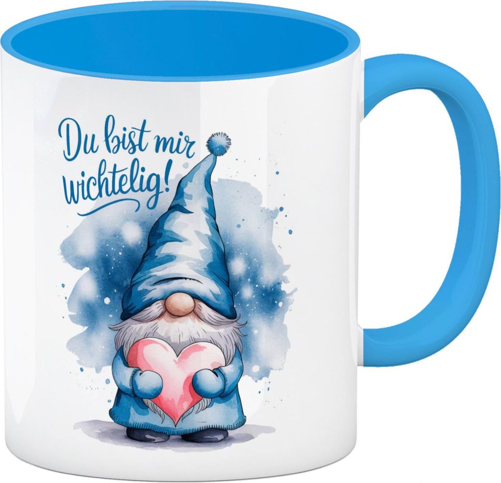 Du bist mir wichtelig! Wichtel Kaffeebecher in hellblau