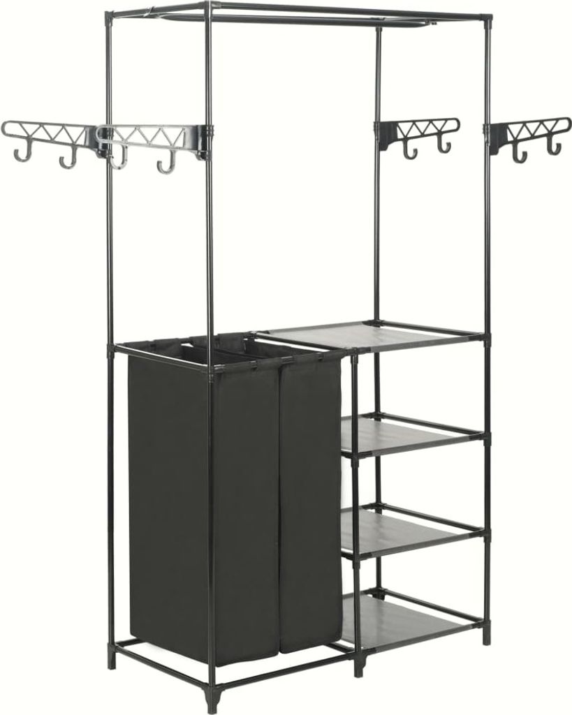 "im Angebot" Kleiderständer Stahl und Vliesstoff 87x44x158 cm Schwarz - Garderobenständer CC1685
