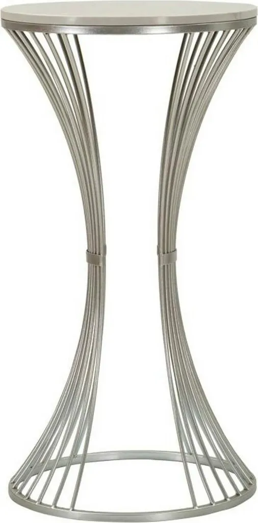 Table Basse Merli Argent avec Structure Tressée Unique et Format Compact - 4