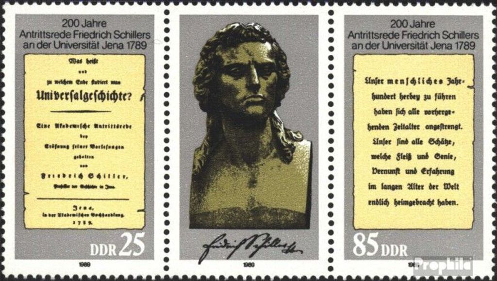 Briefmarken DDR 1989 Mi WZd808 (kompl.Ausg.) postfrisch 200.Jahrestag der Antrittsrede Schillers in Jena