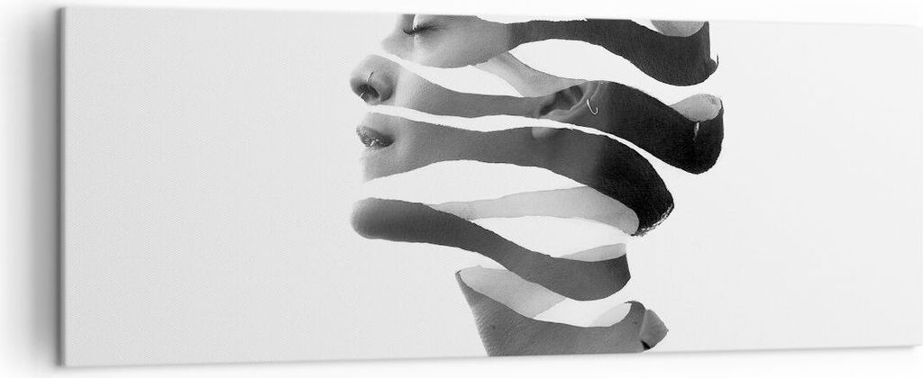 Bild auf Leinwand - Leinwandbild - Einteilig - Frau Surrealismus Monochrom - 140x50cm - Wand Bild - Wanddeko - Wandbilder - Leinwanddruck - Bilder ...