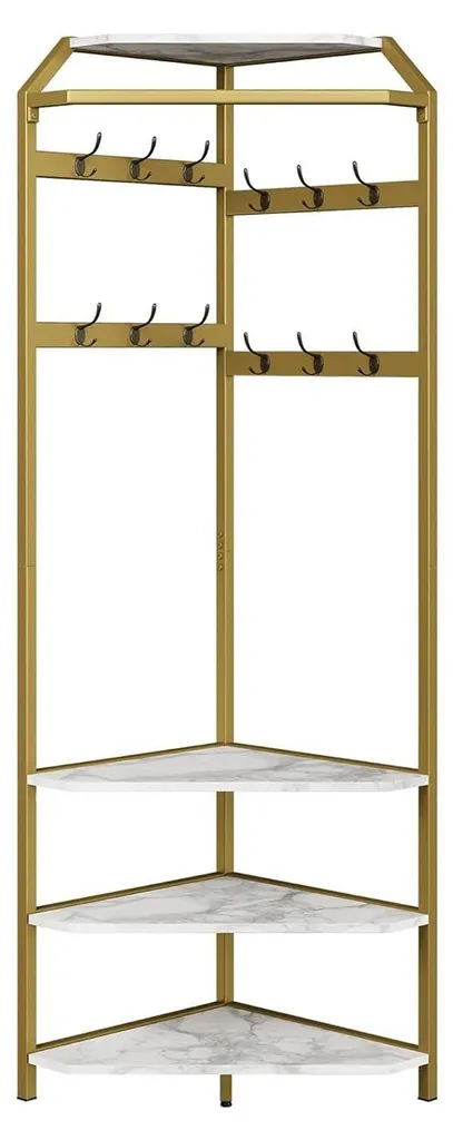 Vestiaire d'angle doré avec banquette de rangement pour entrée