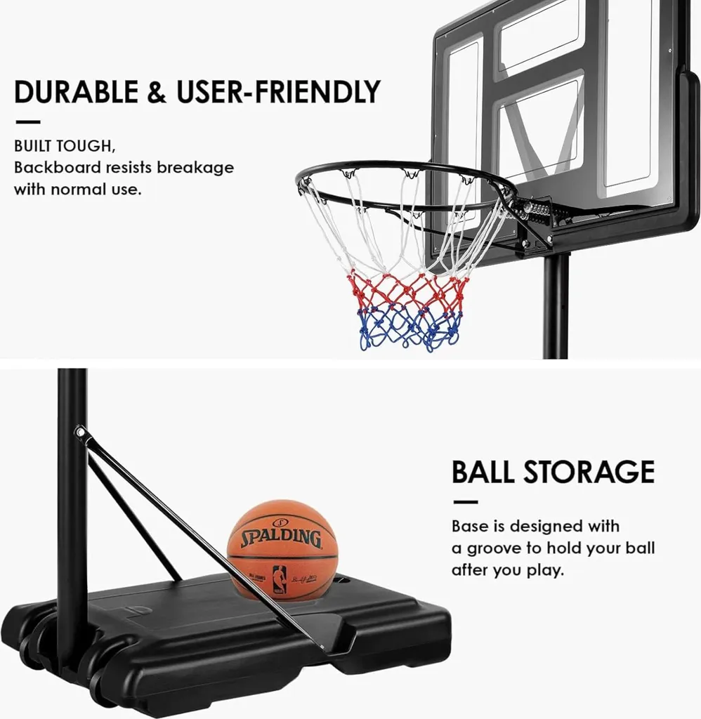 Panier de basket avec panneau large 110cm et socle stable à roulettes - 4