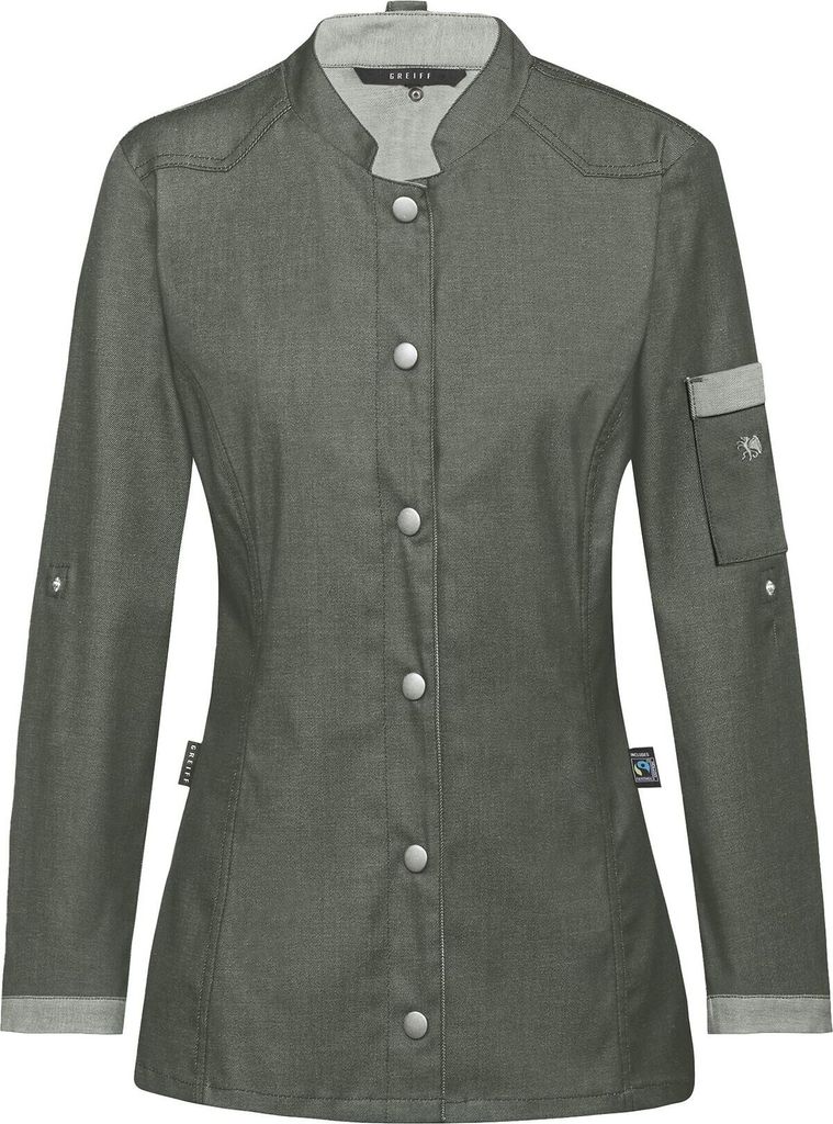 Greiff GASTRO-MODA Cuisine Damen Kochjacke Bikerstyle Regular Grün XXL