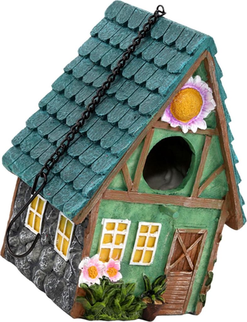 Hängende Vogelhaus dekorative niedliche Käfig für Vogel im Freien Harz Vogelhaus hängende Nest Ornament Vogelkasten Figur für Kakadu Ara Sitti...
