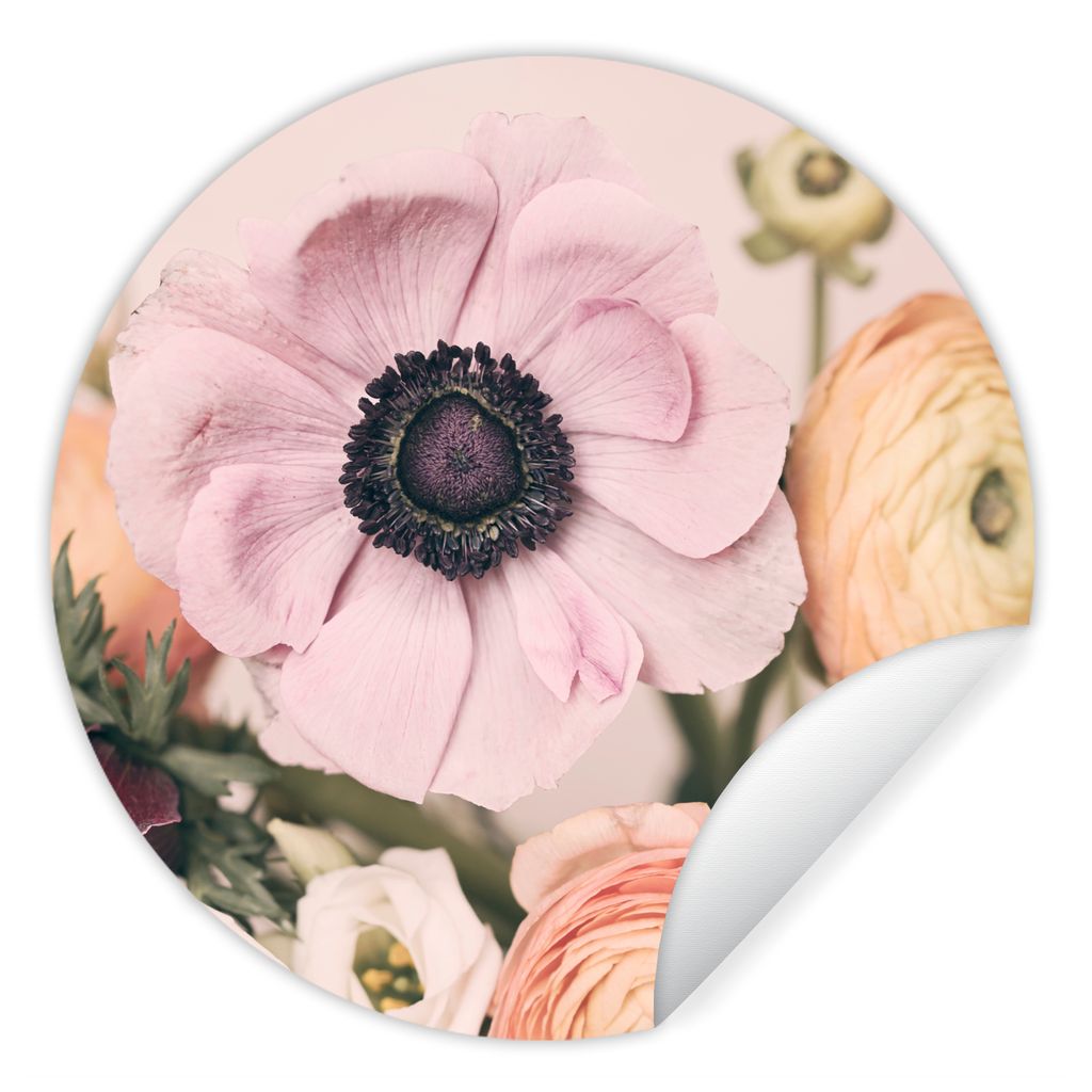 MuchoWow Runde Wandtattoo - Wandsticker Tapete Aufkleber Blumen - Natur - Pflanzen Ø 100 cm Selbstklebend und Repositionierbar - Wandaufkleber -...
