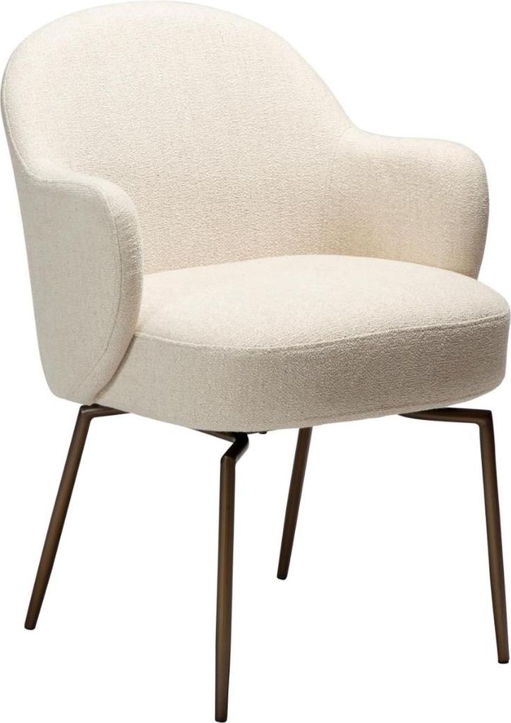 Bae Dan-Form Esszimmerstuhl mit Armlehnen, Drehfuß Bouclé beige.