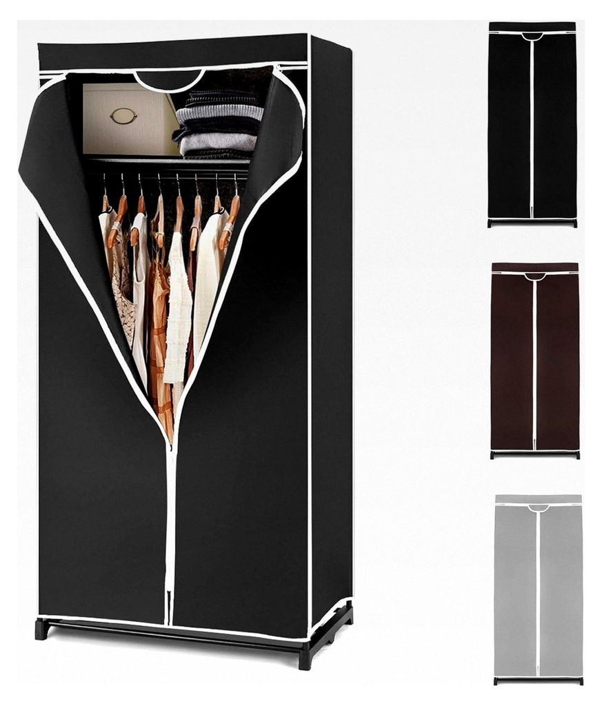 Faltbarer Stoffschrank mit Staubschutz, platzsparender Kleiderschrank für kleine Räume, zusammenklappbarer Kleiderschrank mit Reißverschluss fü...