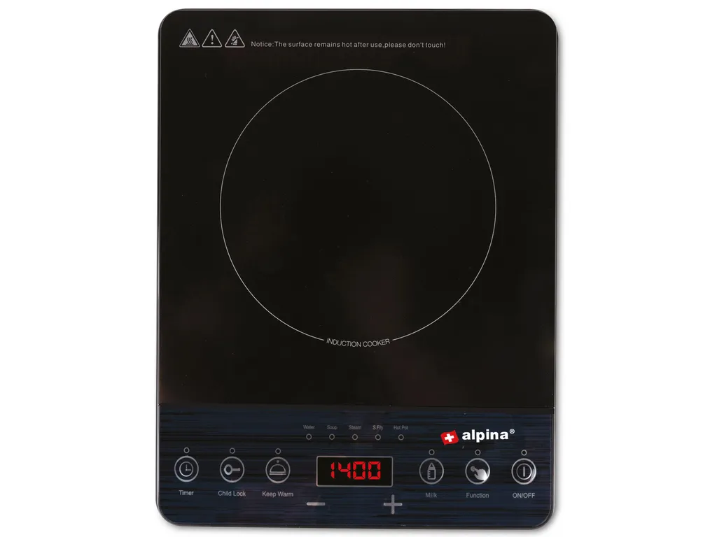 Réchaud Induction Pose Libre 2000W Noir avec Panneau Tactile et Sécurité - 10