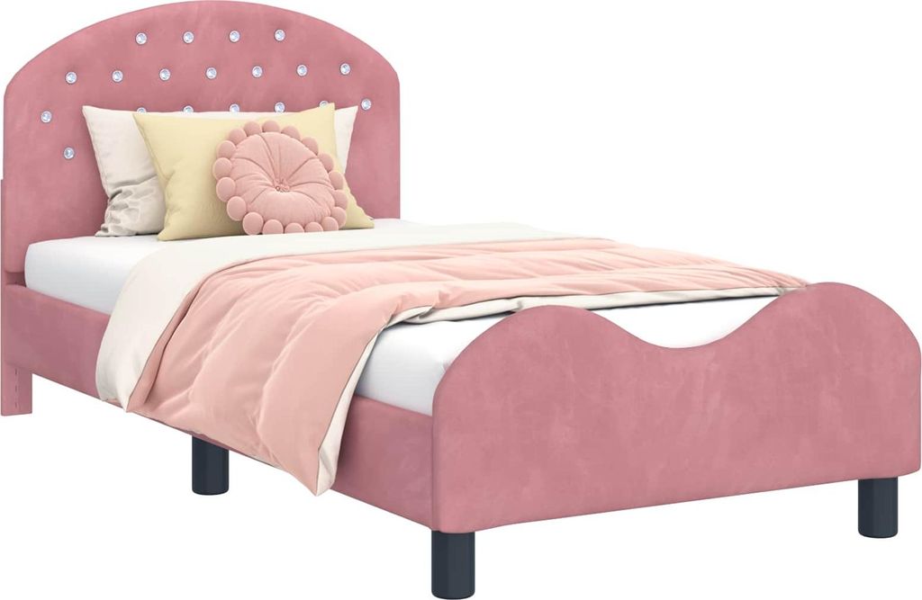 vidaXL Kinderbedframe met hoofdeinde, roze, 80 x 160 cm, Productafbeelding 