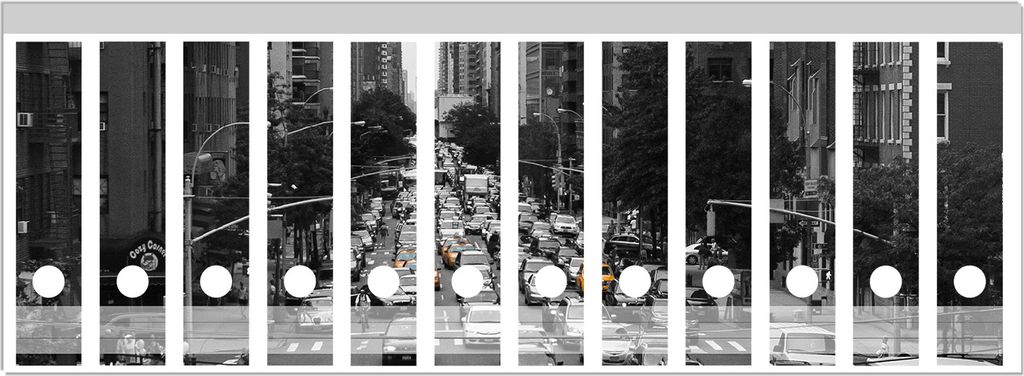 Wallario Ordnerrücken Sticker, selbstklebend für breite Ordner, 12 Stück, Motiv New York Yellow Taxi I