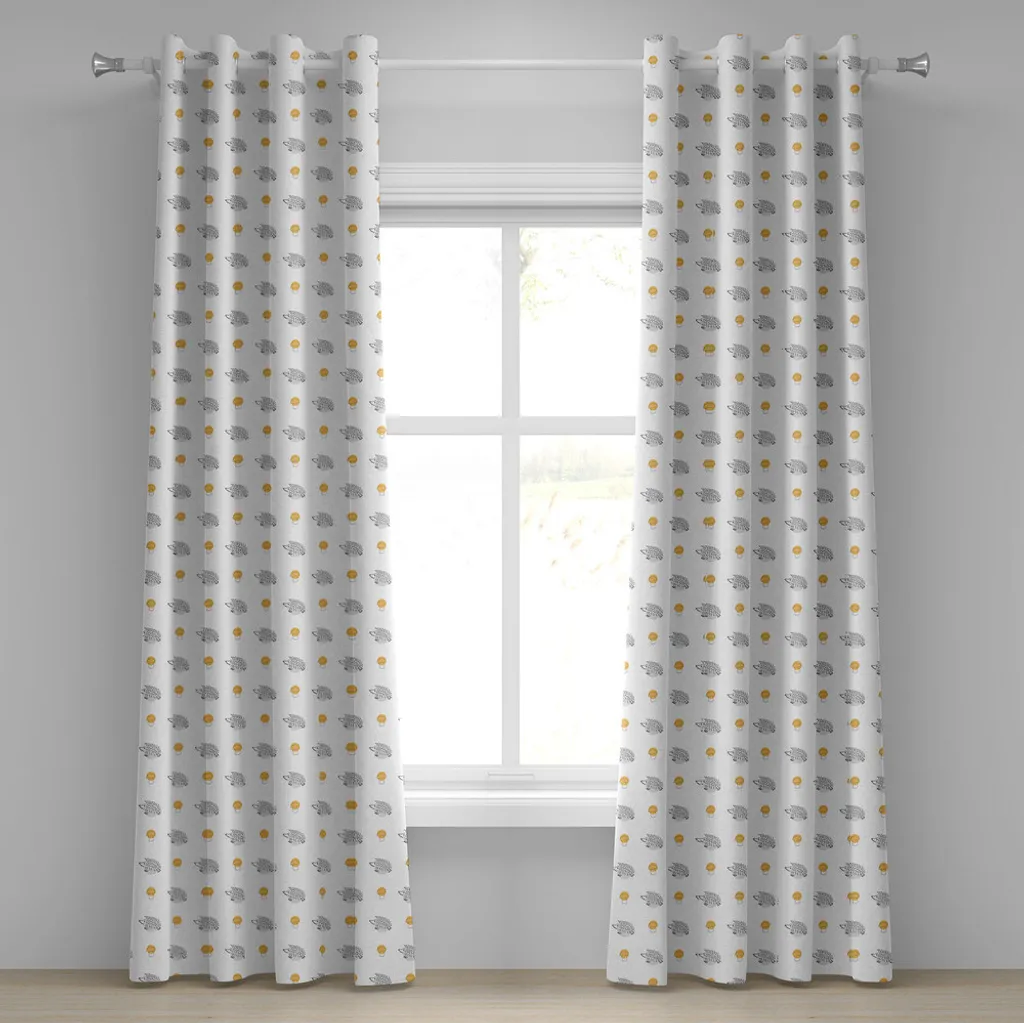 Rideaux décoratifs forêt animaux 2 panneaux 280x175cm Orange et Gris