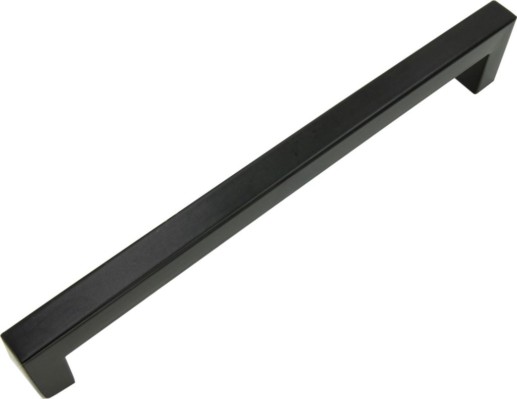 Klassischer Möbelgriff 192 mm aus Edelstahl in Schwarz - Elegantes und zeitloses Design für Schränke und Schubladen, langlebig und funktional.