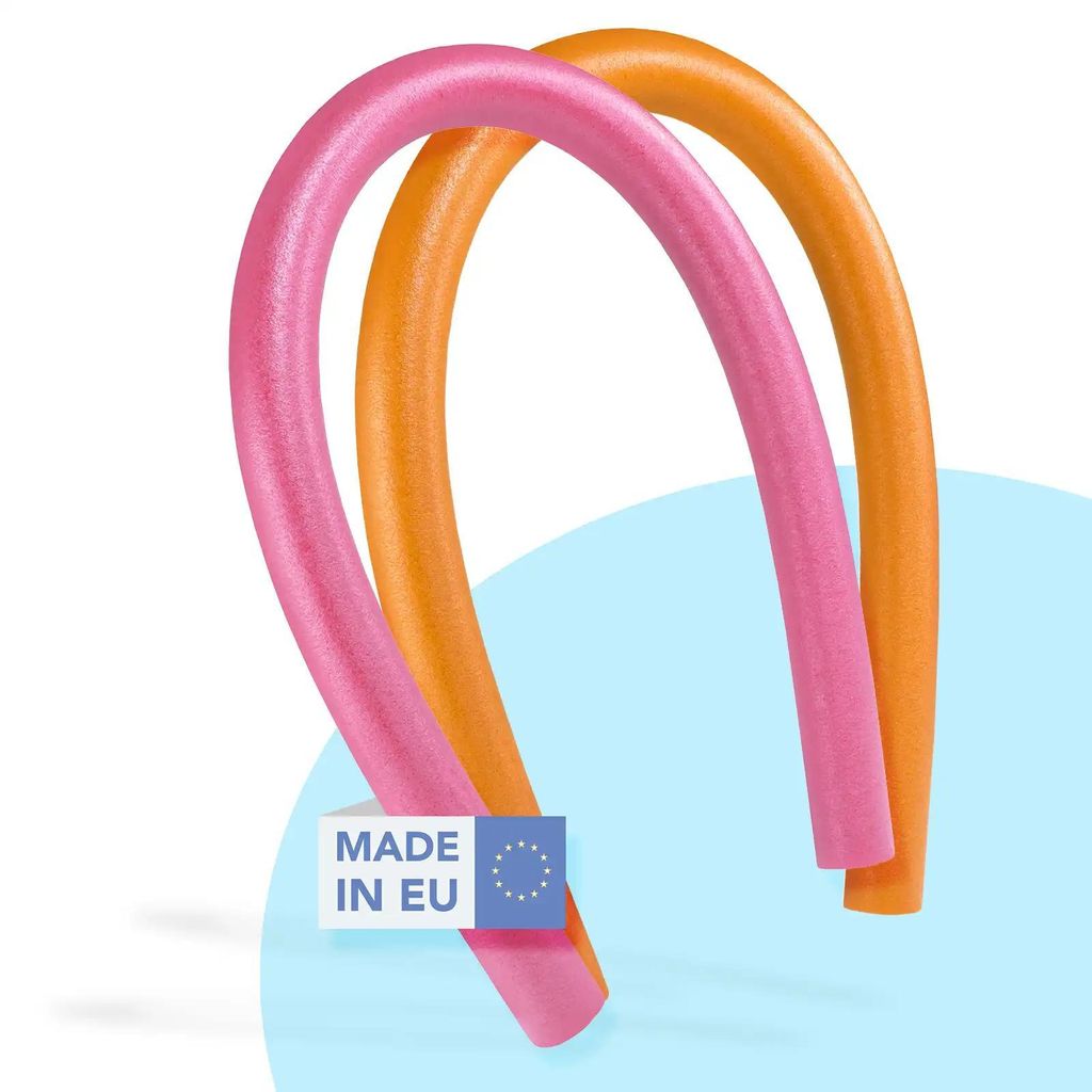 WEKOFUN 2er Set Schwimmnudel 160 cm Poolnudel für Kinder & Erwachsene – Wassernudel für Badespaß & Aqua Fitness, PE-Schaum – Farbe: Pink & O...