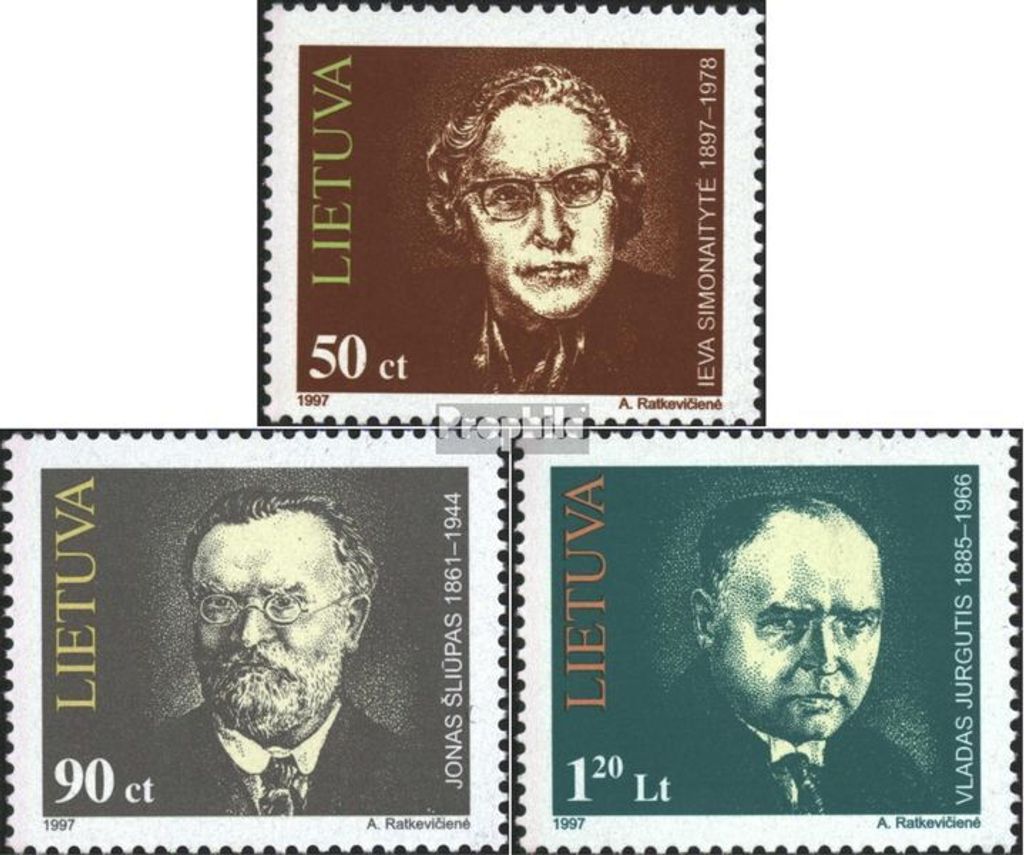 Briefmarken Litauen 1997 Mi 627-629 (kompl.Ausg.) postfrisch Persönlichkeiten