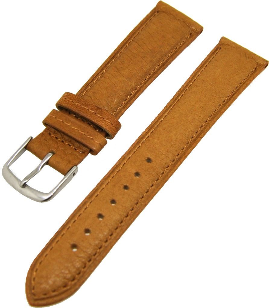 Uhrenarmband BIO Kalbleder Pflanzlich gegerbt Braun mit brauner Naht 18mm NEU