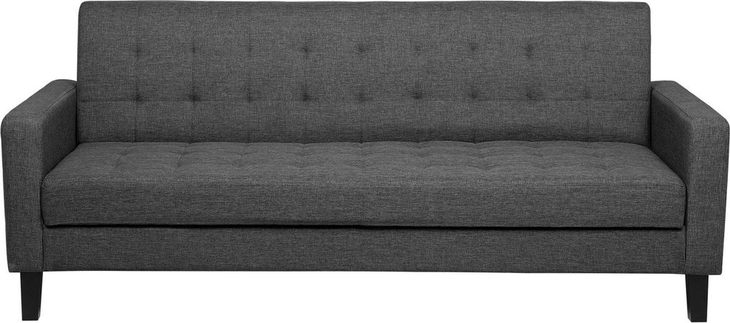 BELIANI 3-Sitzer Sofa Dunkelgrau Stoffbezug Gesteppt mit Produktbild 