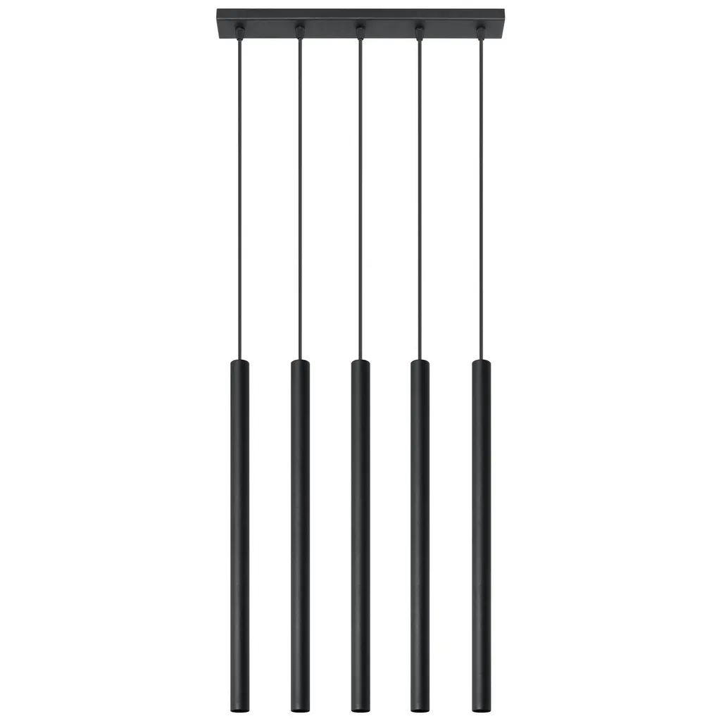 Lampadario Pastelo 5 Sollux Nero Acciaio 90x45cm - Prezzo e Qualità