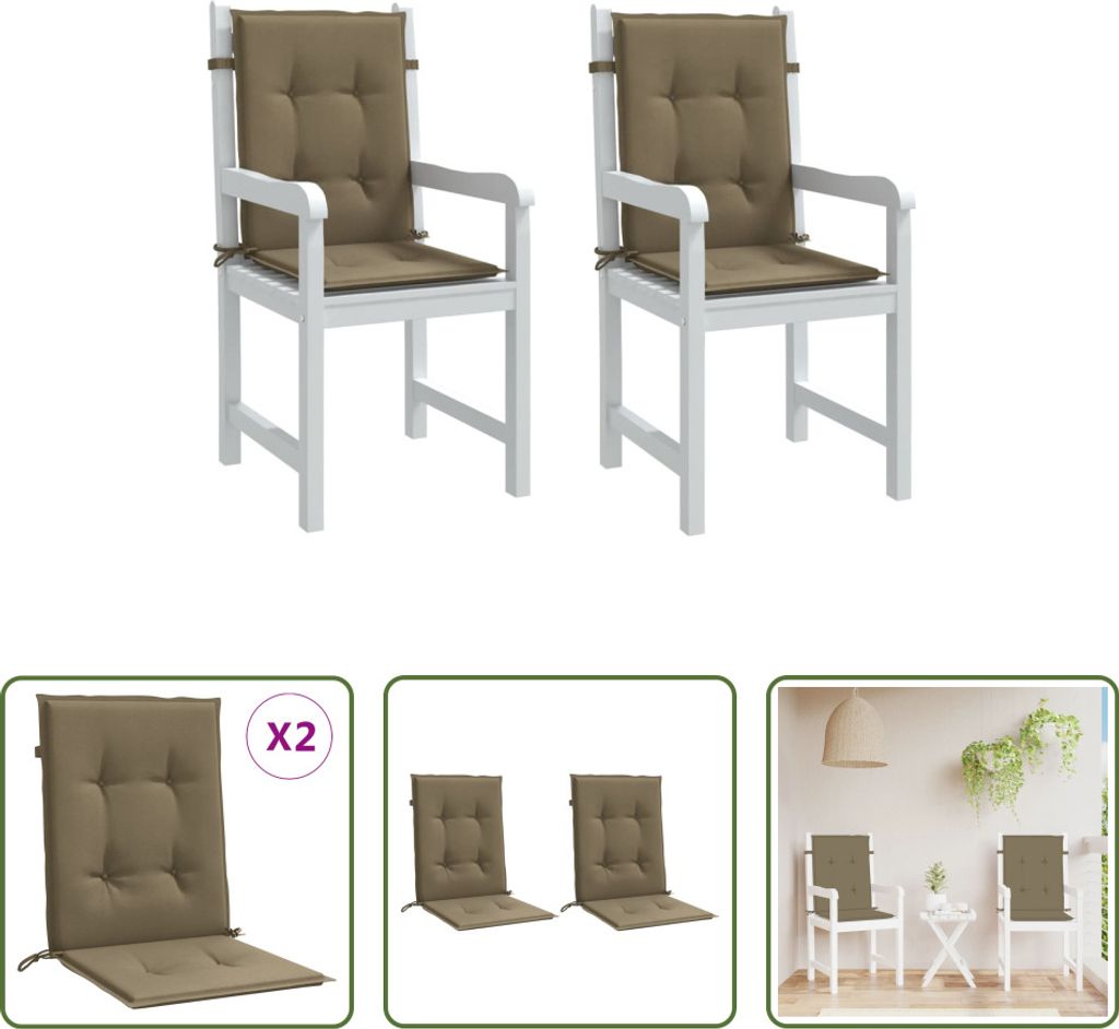 The Living Store Niedriglehner-Auflagen 2 Stk. Melange Taupe 100x50x4 cm Stoff