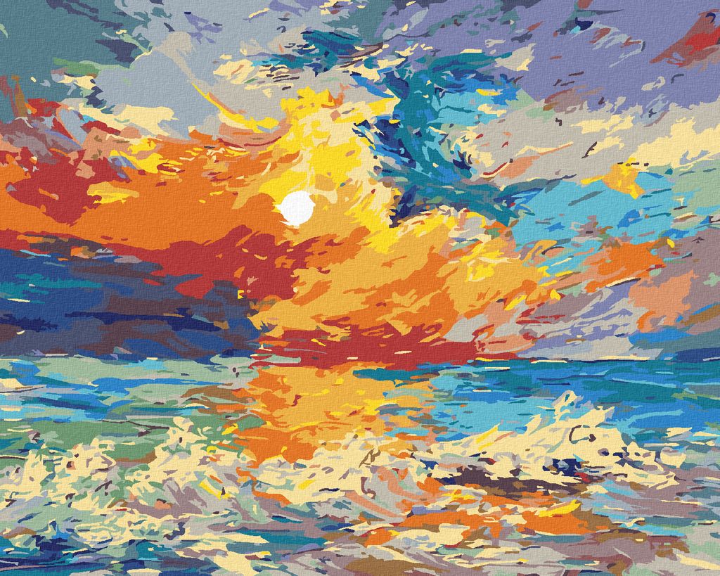 Zuty - Malen nach Zahlen - MEHRFARBIGER SONNENUNTERGANG, 40x50 cm, mit Keilrahmen (bereits gespannt)