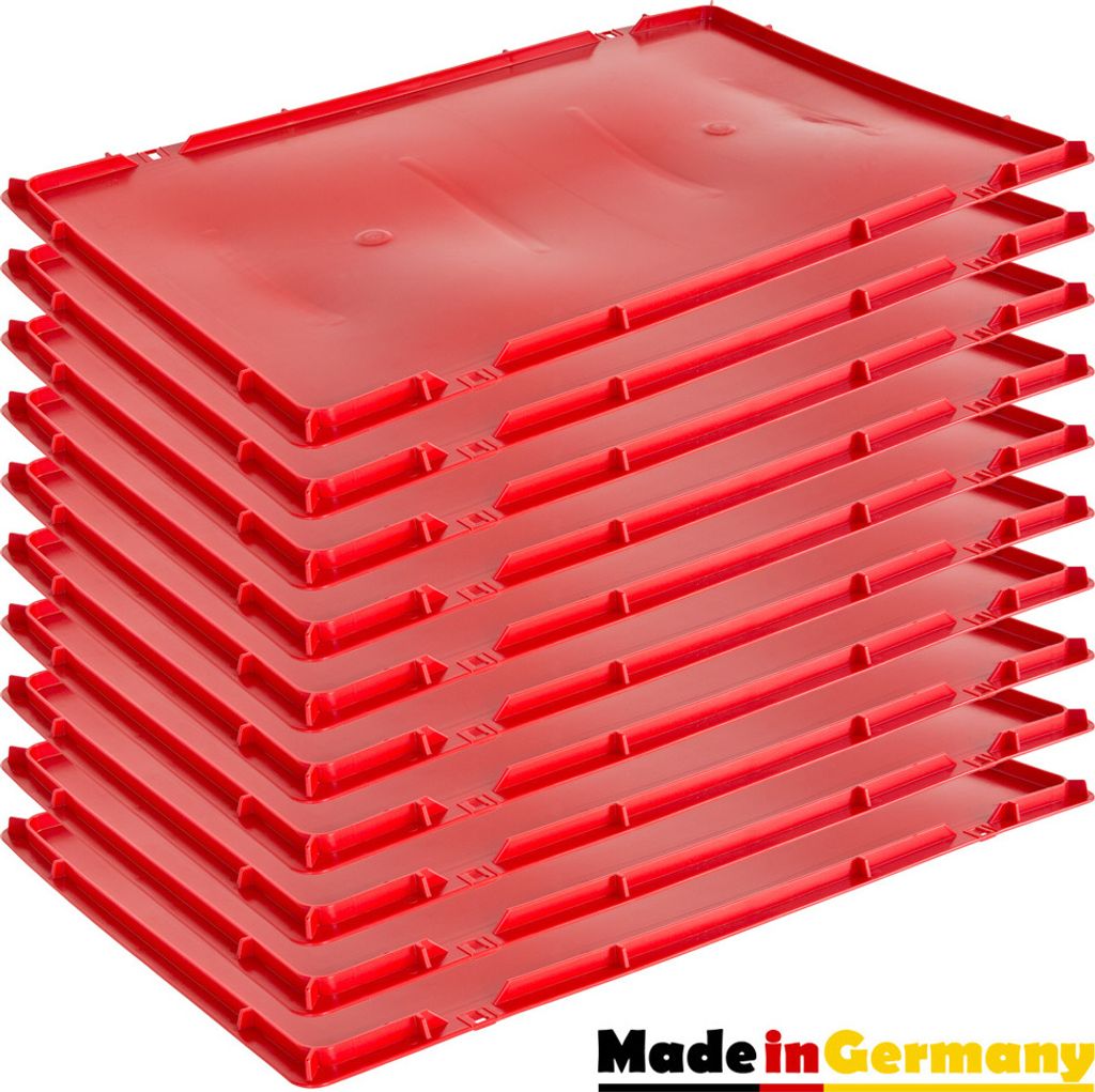 Eurobox 1-30 x Deckel Fleischerkiste 40 x 60 cm Fleischkiste Metzgerkiste Stapelkiste Eurokasten 40 x 60 cm Rot Auswahl Kingpower, Anzahl:10